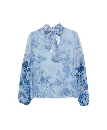 blue floral blouse
