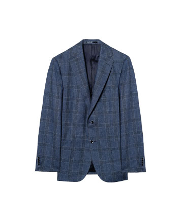 blue plaid blazer