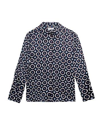 blue blouse with prints