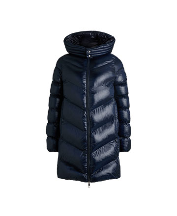 Μπλε φουσκωτό μπουφάν μέχρι το γόνατο